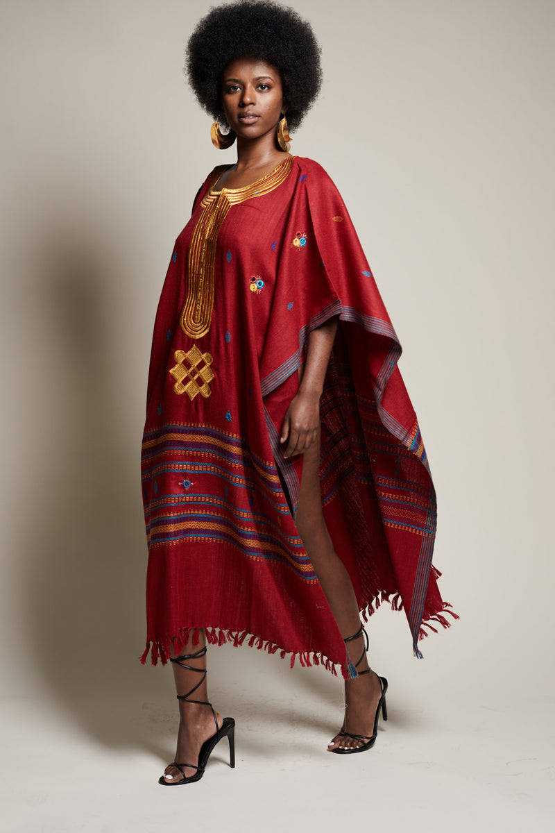 red poncho dress U / Red