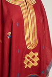 Stylee Vintage Poncho- Red Straight Line Embroidered | Joe Stylee